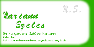 mariann szeles business card